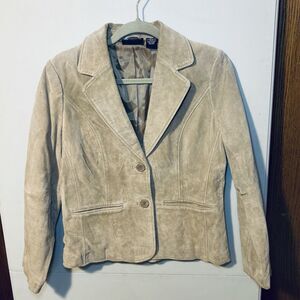 RELATIVITY Tan Suede Leather Jacket WOMEN'S Coat Size PM